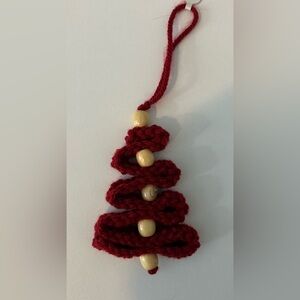 Small Burgundy Crochet Christmas Ornament or Gift Tag